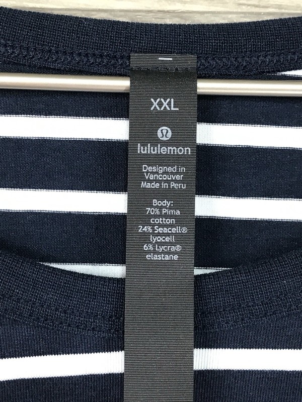 Lululemon 5 Year Basic Long Sleeve Size XXL Yachtie Stripe Navy White YANW 55400 gallery