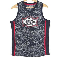 MMA ELITE Muscle Shirt Men Medium Grunge Graphic Basketball AOP Streetwear Biker