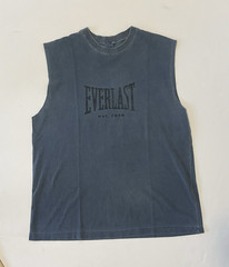 Vintage Y2K Everlast Sleeveless T Shirt Faded Blue Distressed USA Made Large