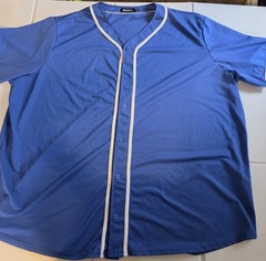Ramss Mens 4XL Baseball Jersey Short Sleeve Shirt Royal Blue White Stripe