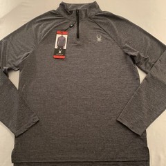 SPYDER Mens 1/4 Zip Pullover Medium Gray Pro Web Thin New NWT 👀🔥