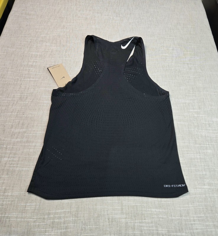 NIKE Aeroswift ADV Singlet Small Mens Black White Dri Fit Running Slim Fit gallery
