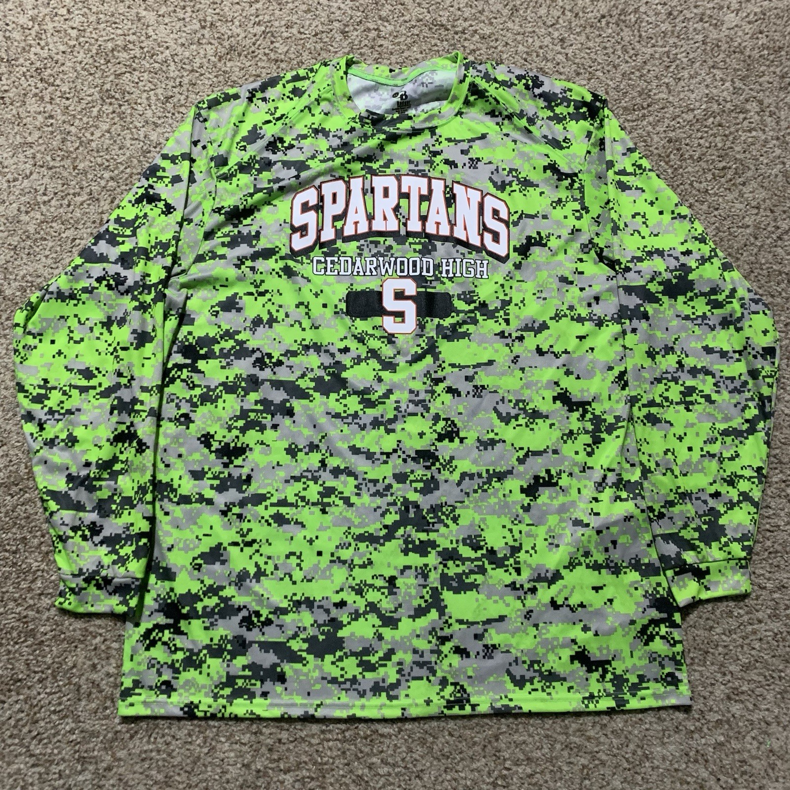 Badger Sport Cedarwood High Spartans LS Shirt Sz. XL NEW 4184 LMDI Digital Camo gallery