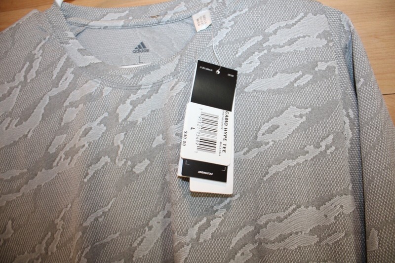 Adidas Men's Large Camo Hype Training Tee Grey Heather Performance Shirt NWT gallery