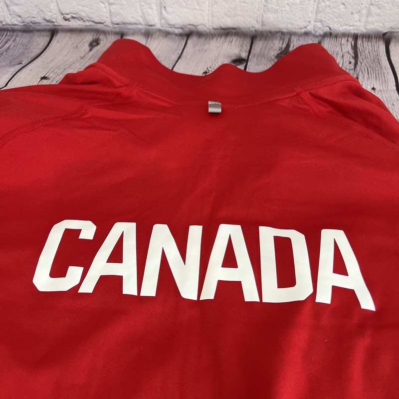 Nike Canada Team Issued 1/2-Zip Running Top Red 854172-611 Men’s Size M Medium gallery