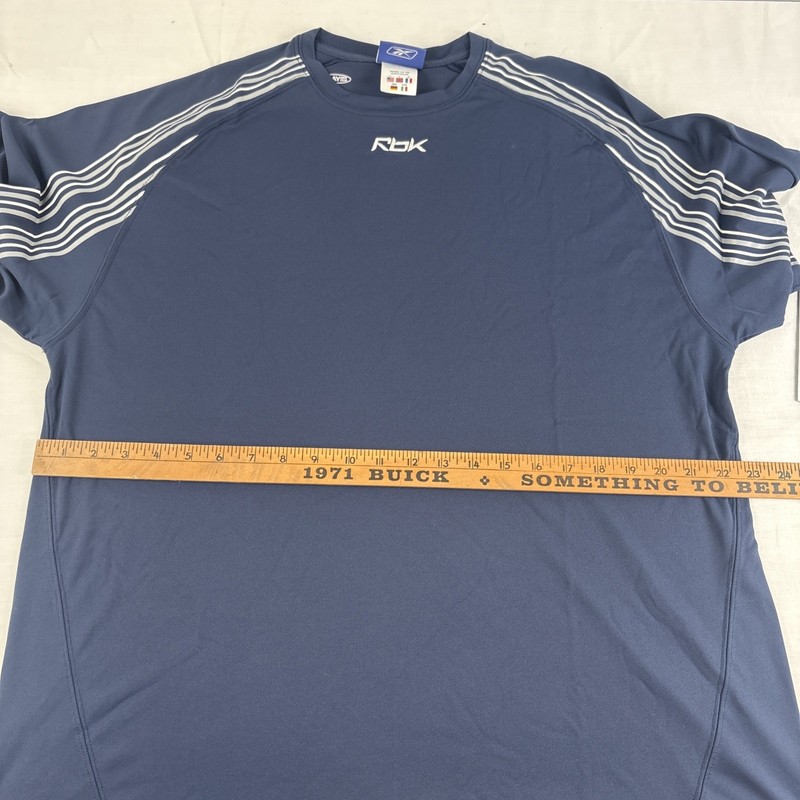 Reebok Shirt Men’s Large Athletic Navy Striped RBK PlayDry New With Tags Nos gallery