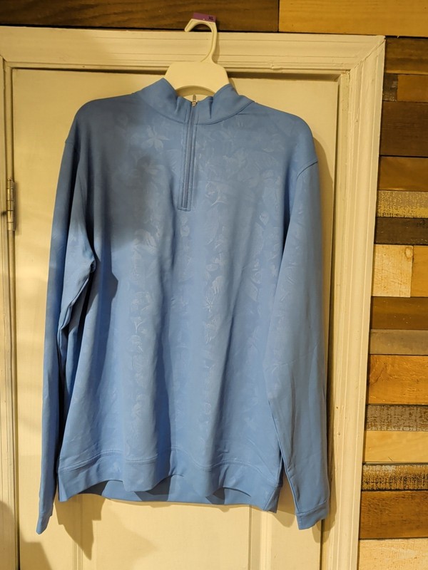 NWT Peter Millar Mens Perth Shadow Floral Print 1/4 Zip Pullover Blue Sz xo $145 gallery