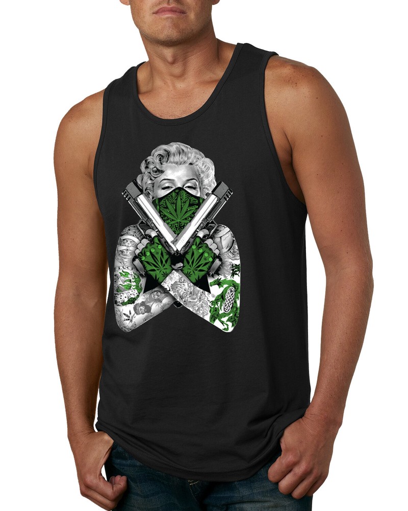 Marilyn Monroe Weed Marijuana Two Guns Men Graphic Tank Top