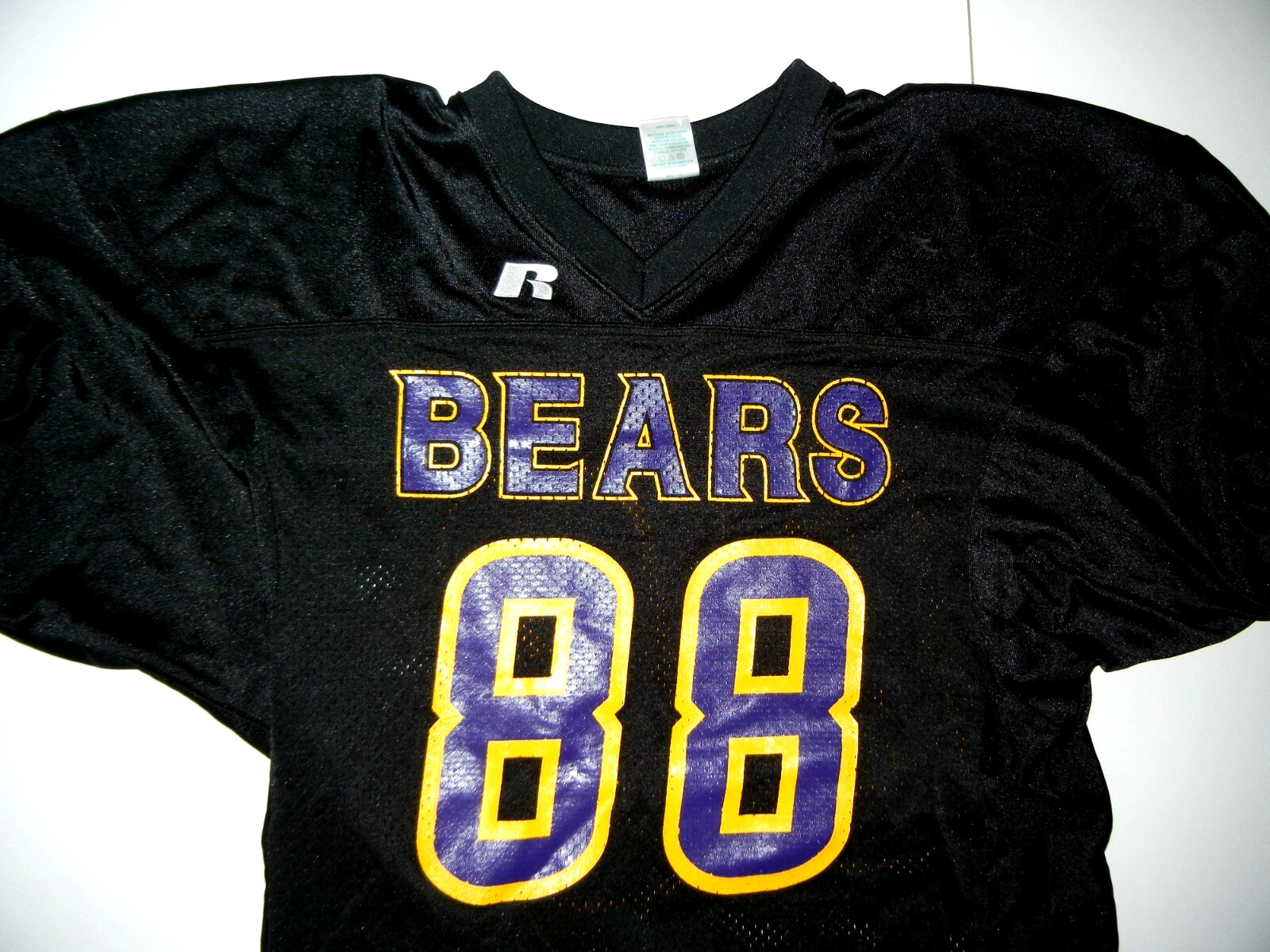 RUSSELL ATHLETIC Black/Purple #88 BEARS FOOTBALL JERSEY On-Field Team Sz Men's L gallery