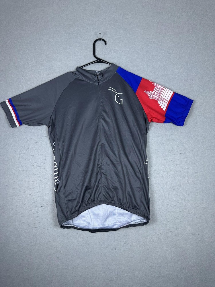 Grasshopper Adventures Cycling Jersey Mens Medium Cambodia Angkor Wat Bike Shirt