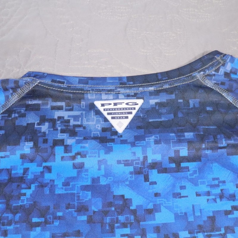 Columbia PFG Omni-Shade Shirt Men XL Red White Blue Camo USA 4th Fishing UV Camo gallery