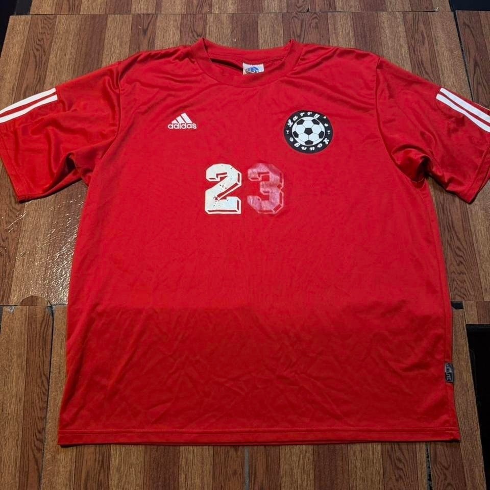 Adidas Red Vintage Lounge Retro Tech Jersey Shirt XL gallery