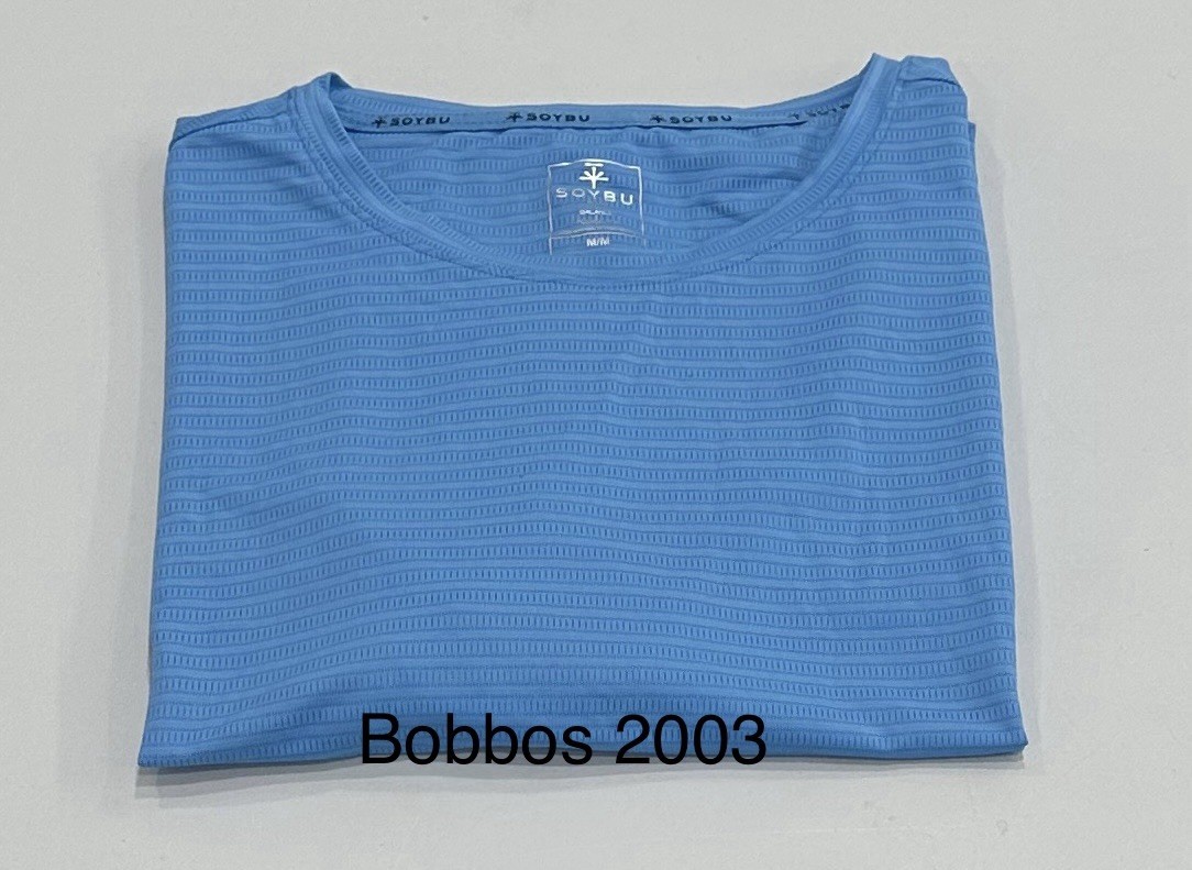 Soybu Men's One-Piece 4-Way Stretch Moisture Wicking Active Tee, Blue, Size M gallery