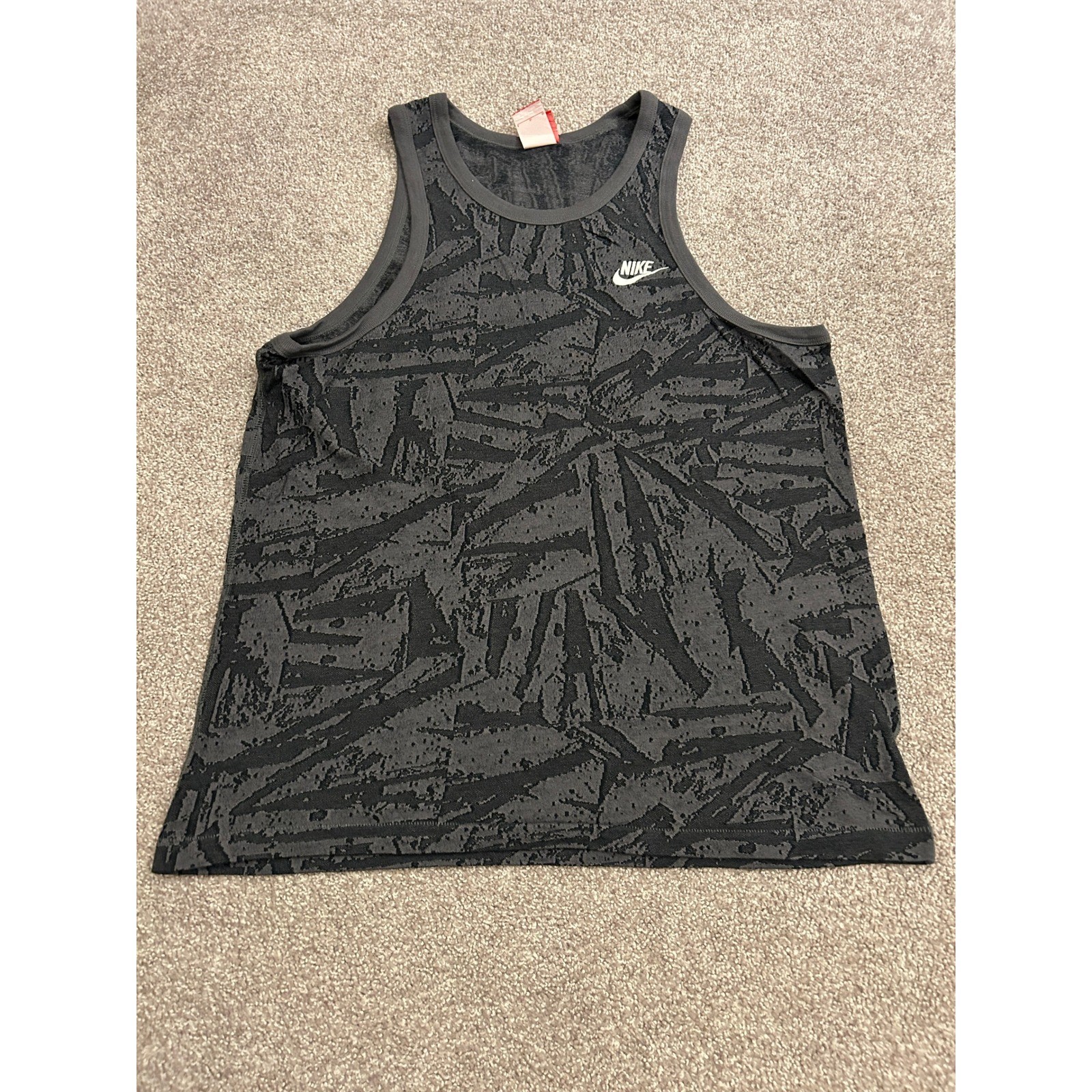 Nike Tank Top Mens Large Gray Black Abstract Sleeveless Excellent Sportswear gallery