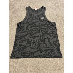 Nike Tank Top Mens Large Gray Black Abstract Sleeveless Excellent Sportswear
