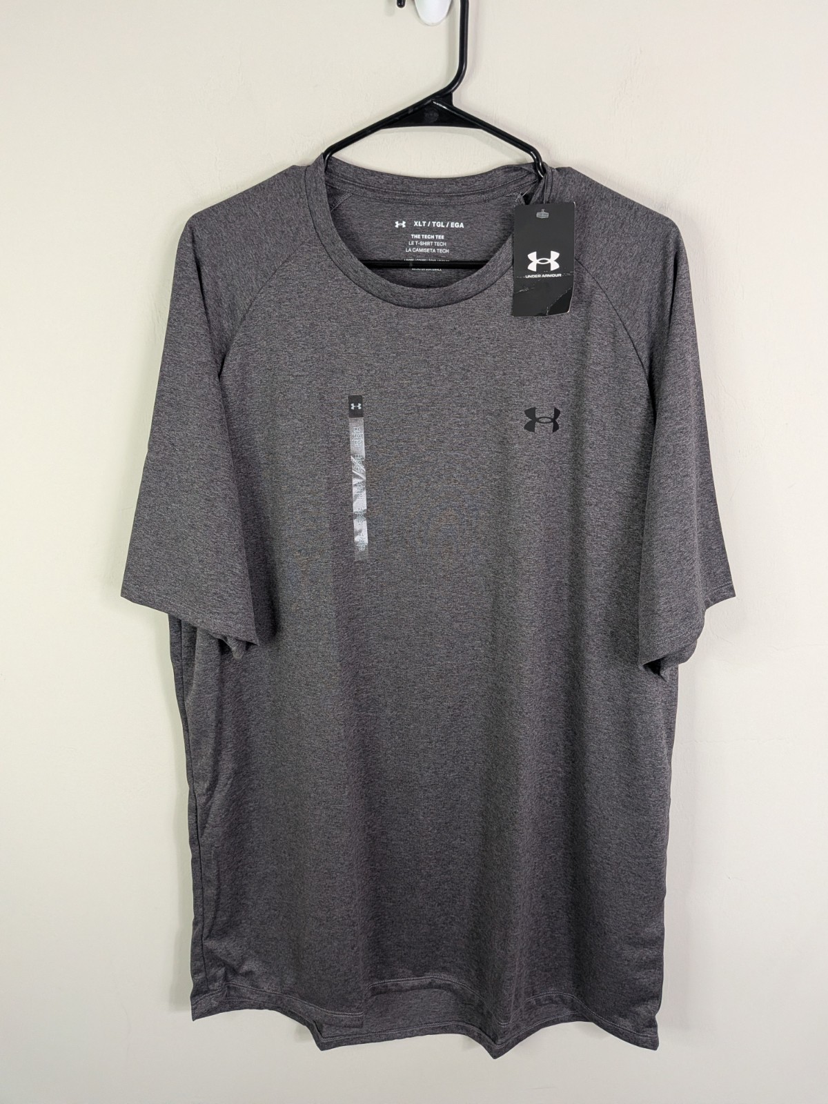 Under Armour "The Tech Tee" Shirt Men's XLT Gray Short Sleeve Stretch Polyester gallery