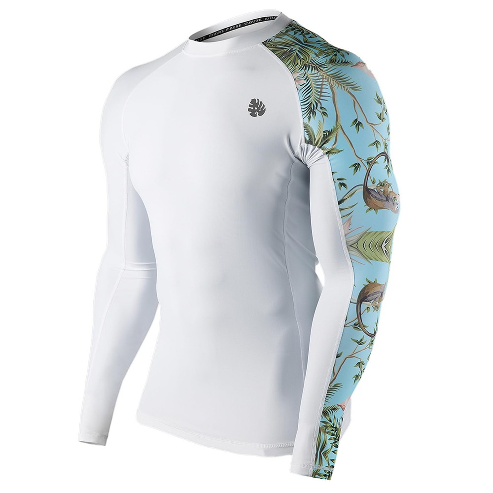 Men's Rash Guard Long Sleeves UPF 50+ UV Sun Protection Quick Drying Splice C...