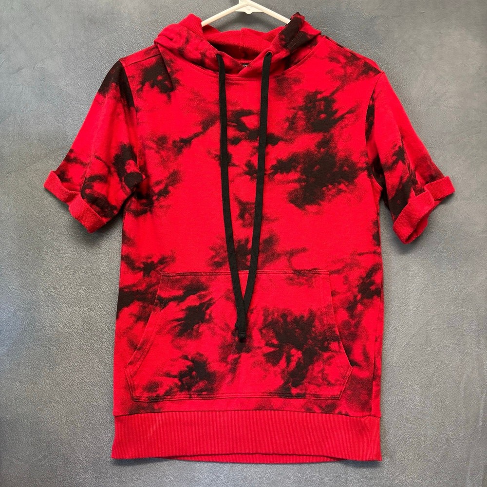 No Boundaries Tie Dye Sweat Shirt Hooded Workout Gym Lift Stormy Red Sky Mens XS