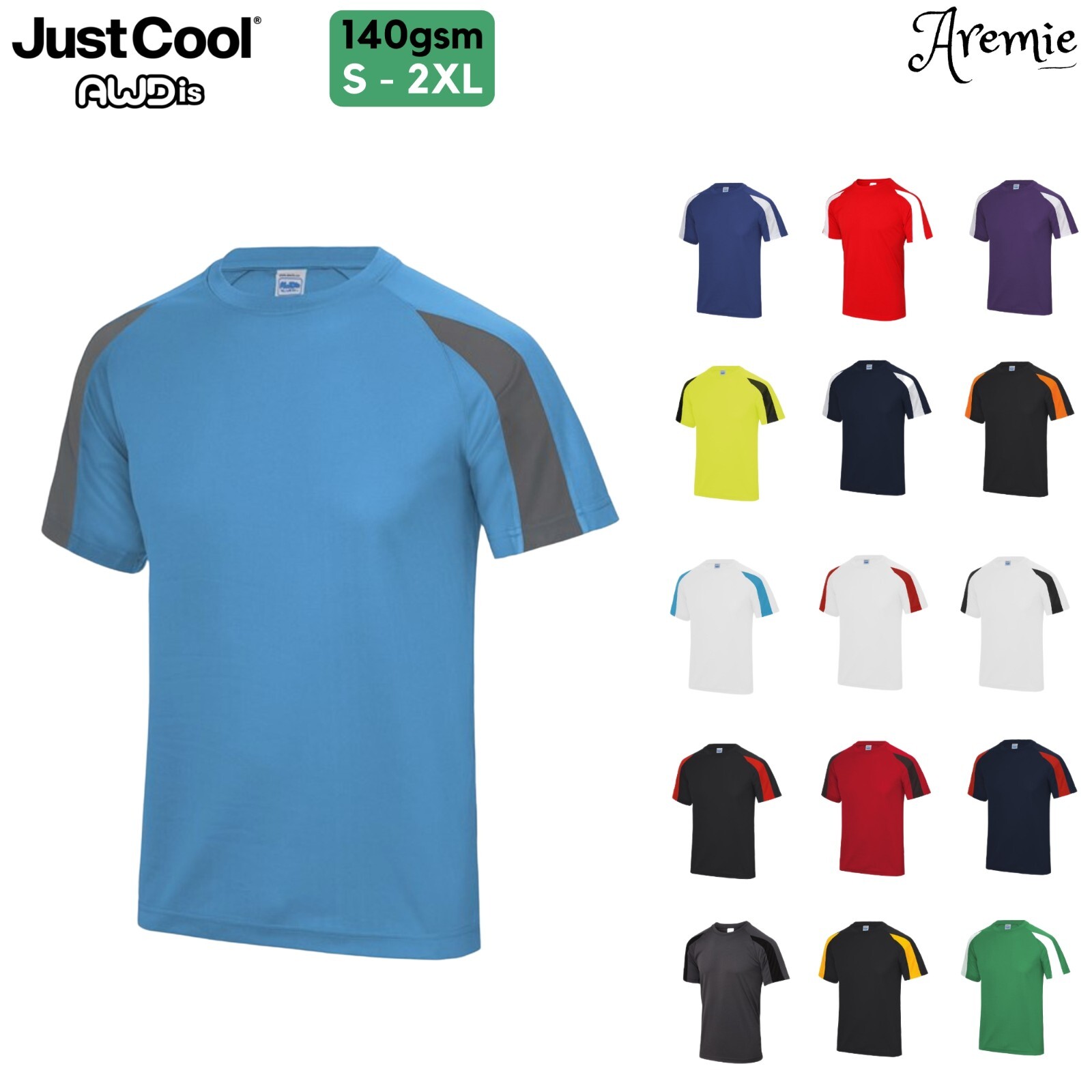 AWDis Mens Short Sleeve Polyester T Shirt, Cool Quick Dry Wicking Training Top gallery