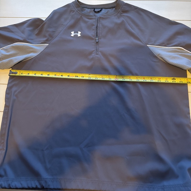 Under Armour Warm-up Pullover Jersey Shirt, Men MED, Gray Vented Zip Bungee gallery