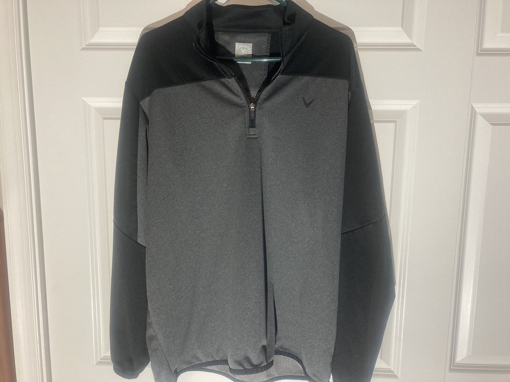 CALLOWAY Golf Stretch Performance 1/4 Zip Pullover Mens Size XL Black/Grey.
