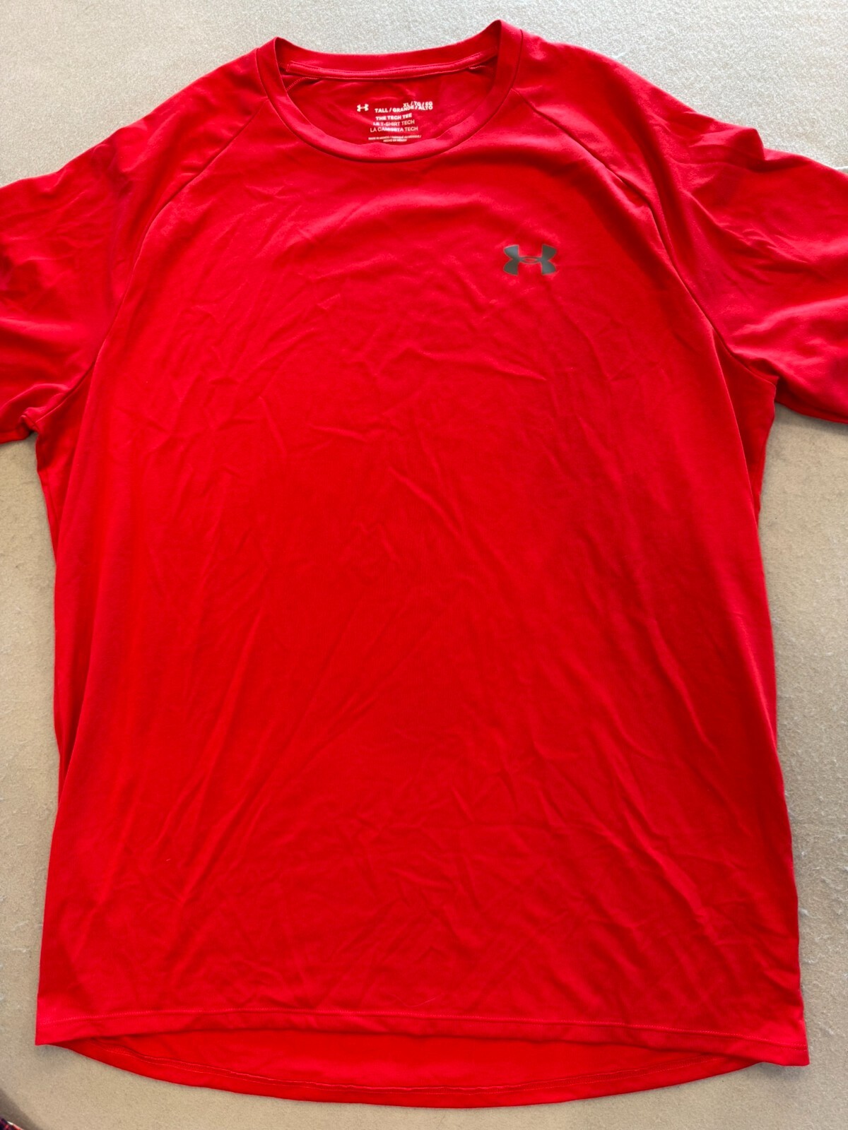 Under Armour Athletic Shirt Mens Extra Large Bright Red Active Gym Track Run gallery