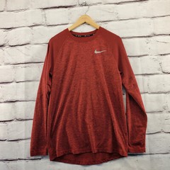 NIKE Top Mens Small Athletic Running Reflective Long Sleeve Red Burgundy