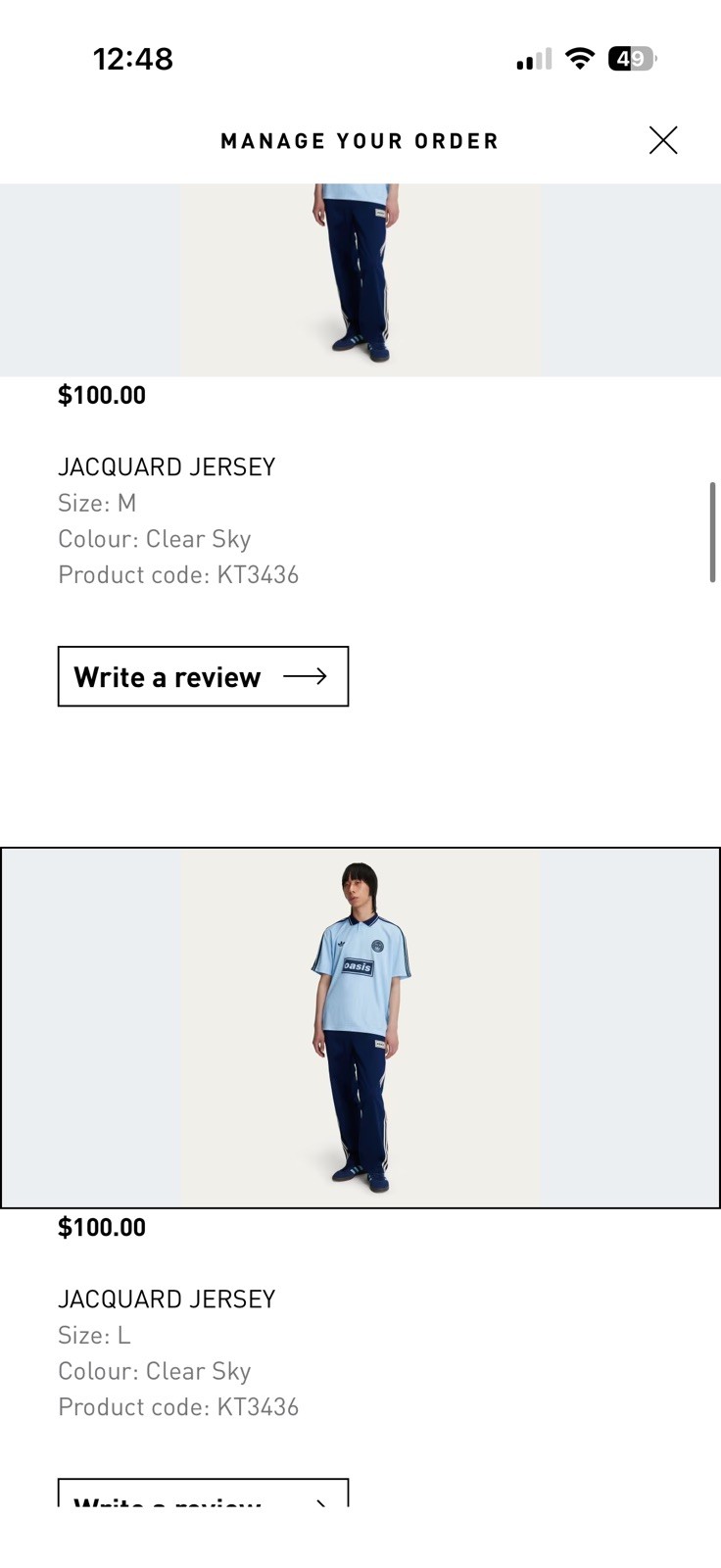 AUTHENTIC Adidas x Oasis Live 25 Tour - Jacquard Sky blue Jersey Size Large gallery
