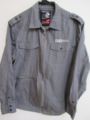 Ecko Unltd Rawthentic RN#93536 Gray Long Sleeve Full Zip Shirt Large