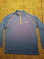 Under Armour Men’s Large Tech 1/4 Zip Pullover Loose HeatGear Long Sleeve Blue