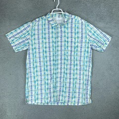 Columbia PFG Shirt Mens XL White Fish Print Short Sleeve Button Front Fishing