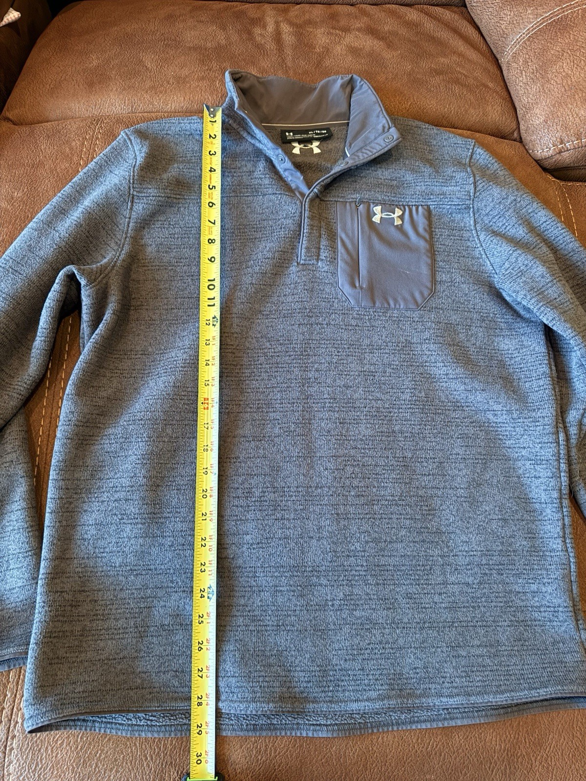 Under Armour ColdGear Fleece Pullover Gray Men's XL Mock Neck Long Sleeve Pocket gallery