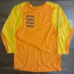 Hoka One One Glide 3/4 Sleeve Running Shirt Orange Slim Fit Men’s Size Medium