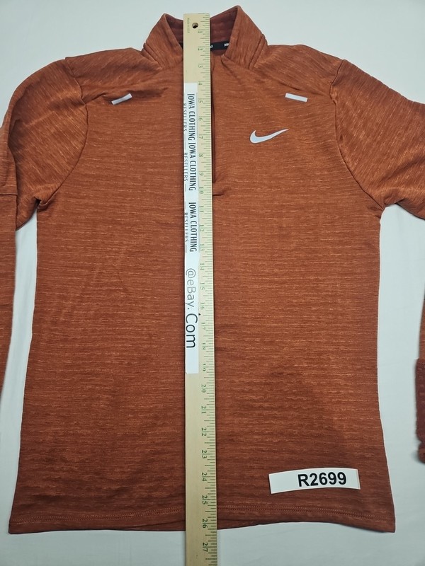 Nike Running Men's Small 1/4 Zip Pullover Rust Red Lined Long Sleeve Mitten Cuff gallery