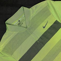 Nike Golf MM Momentum Fly Swing Stripe Blade Polo 802830 702 Volt Black sz L