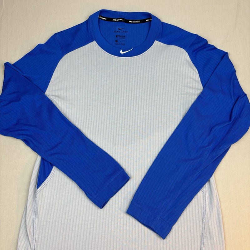 Nike Dri-FIT Baseball Shirt Mens M Royal Blue Long Sleeve Performance Top Ribbed gallery