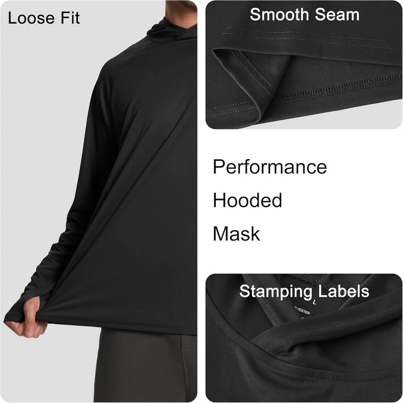 Mens Fishing Hoodie UV Sun Protection Shirts UPF Rash Guard Long Sleeve Shirts H gallery