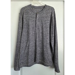 Lululemon Surge Long Sleeve Henley Heather Dark Gray Athletic Shirt Mens Sz XL