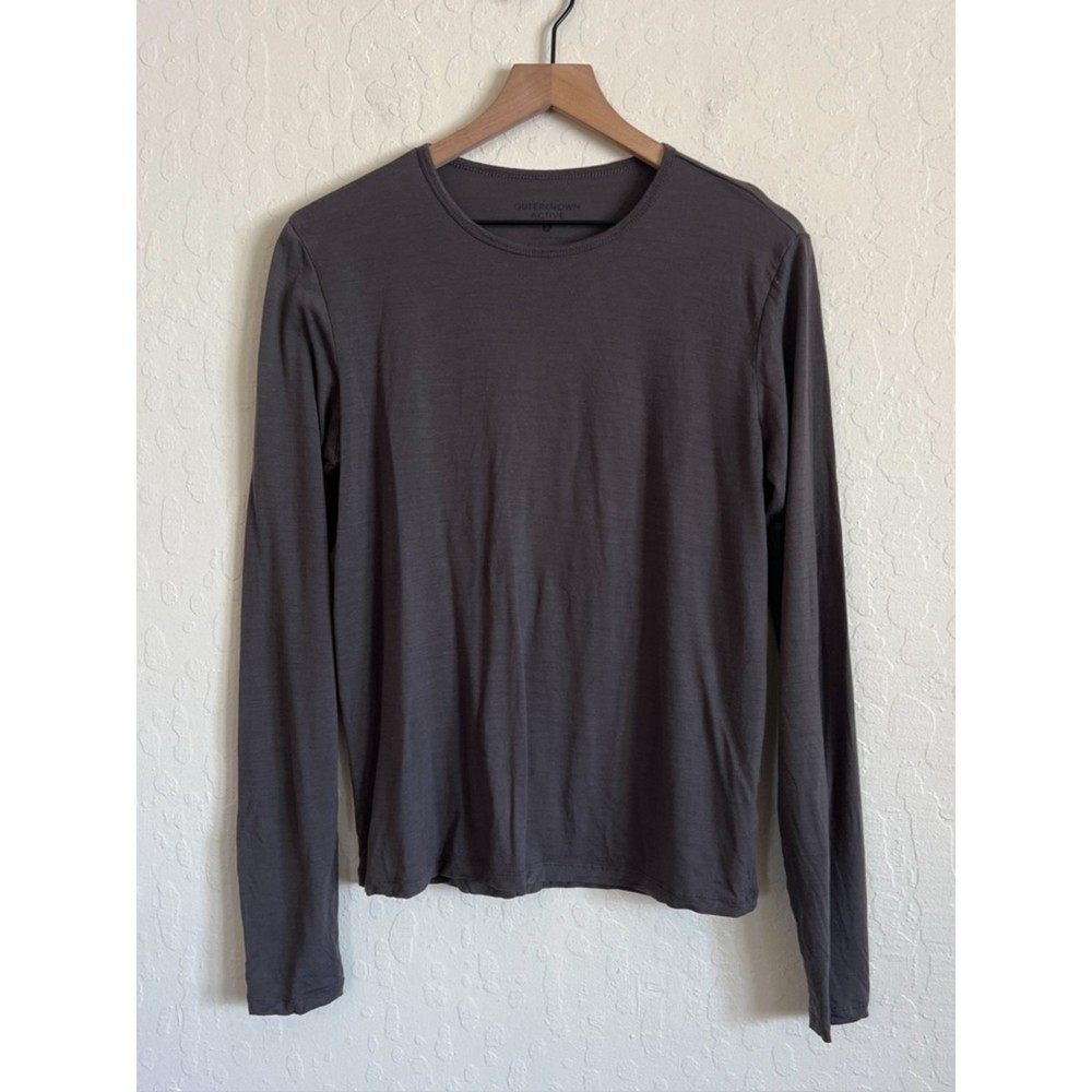 Outerknown Active Wool Long Sleeve Crewneck Base Layer Top Medium Gray Outdoor