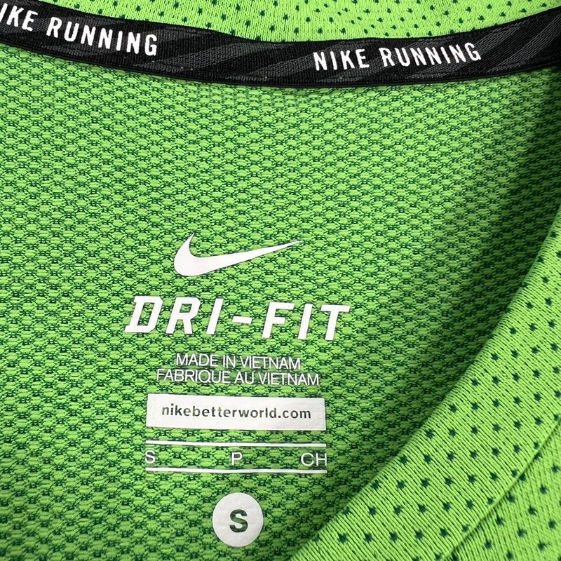 Nike Dri Fit Shirt Mens Small Neon Green Short Sleeve Running Workout Active Gym gallery