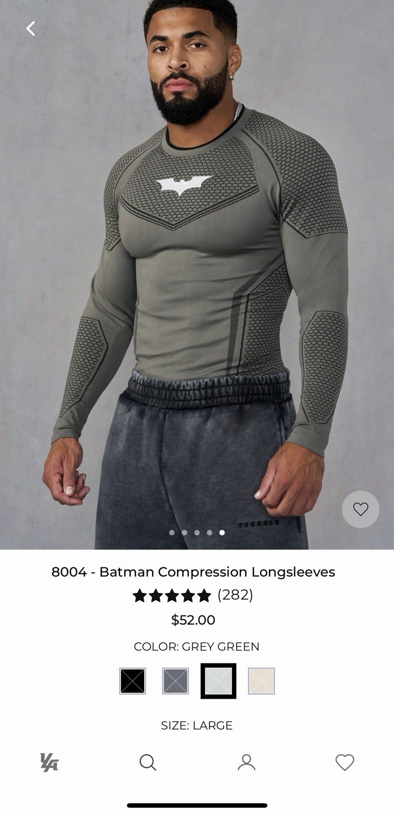 YoungLA Batman Logo Compression Long Sleeve Gym Shirt Gray Green Large SOLD OUT gallery