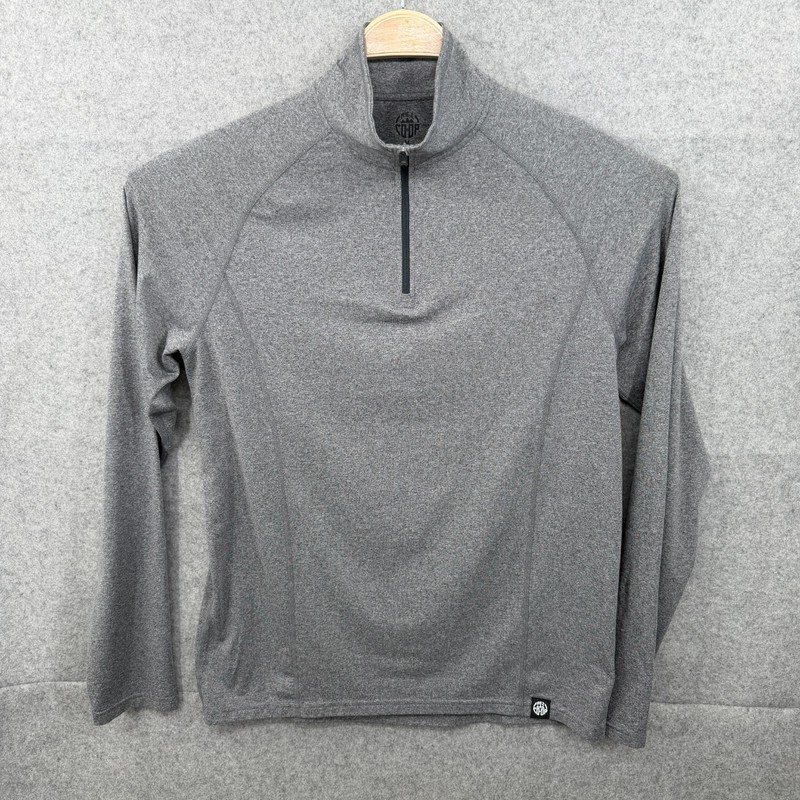 REI Co Op Mens Medium Gray 1/4 Zip Pullover Long Sleeve Performance Shirt gallery