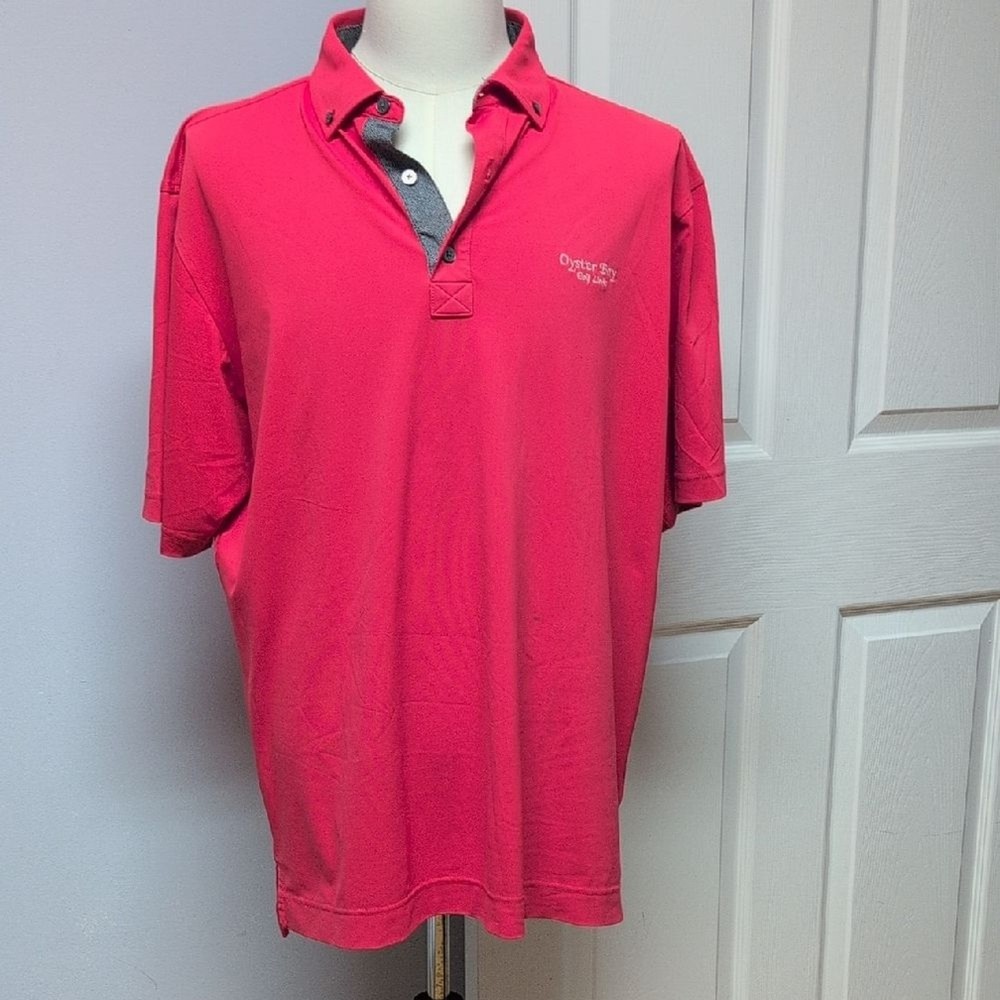 Foot Joy Red (Muted) Speckled inset Collar Oyster Bay Golf Links Polo Size L