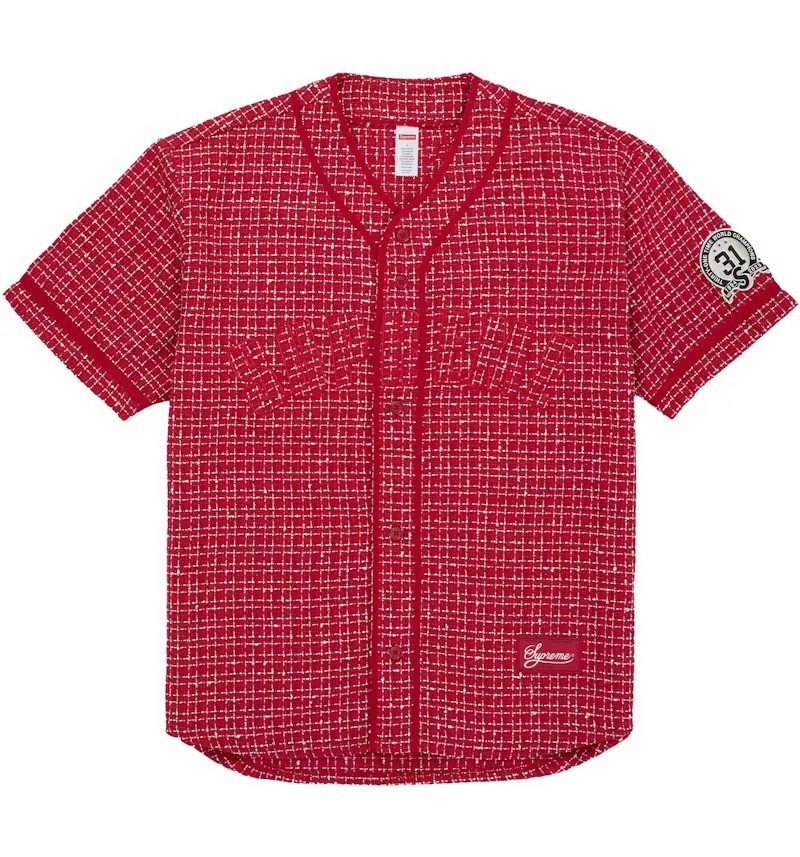 Supreme Boucle Baseball Jersey Red FW25 Size Medium In Hand gallery
