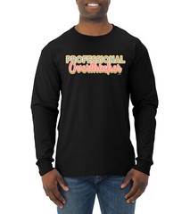 Professional Over Thinker Blue Pink Yellow Groovy Letters Men Long Sleeve Shirt