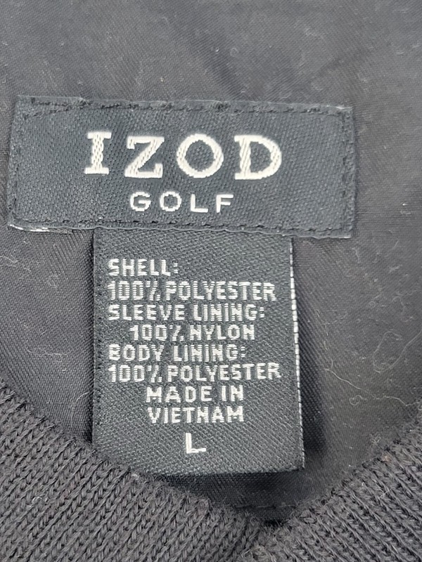 IZOD Golf Black Pullover V-Neck Long Sleeve Lined Wind Shirt Size L gallery