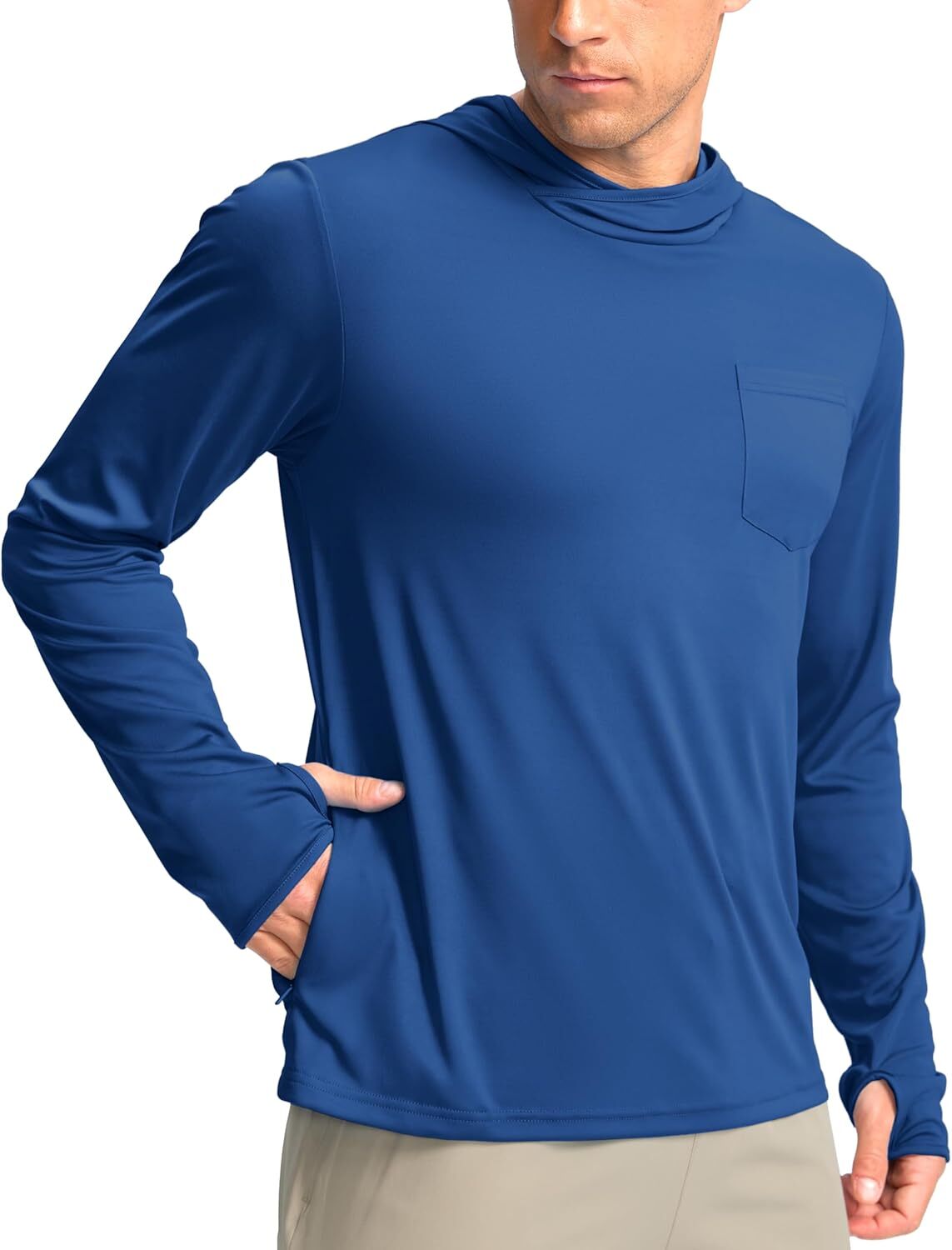 Men's UPF 50+ Sun Protection Long Sleeve Hoodie Shirt with Pockets for Fishing gallery