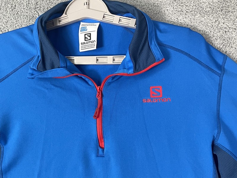 Salomon Pullover Mens Medium Blue 1/4 Zip Long Sleeve AdvancedSkin Warm Top gallery