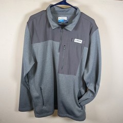 Magellan Outdoors Fish Gear 1/4 Zip Sweatshirt L Gray Fleece Lined Moisture Wick