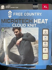 Free Country Men’s Microtech Heat Cloud Knit Base Layer Top Bottom XL Stretch